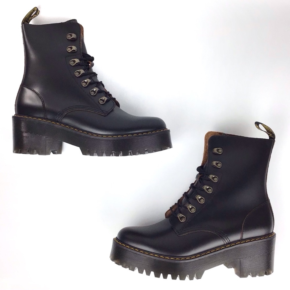 NEW Dr. Martens Leona Vintage Smooth Leather Heeled Boots